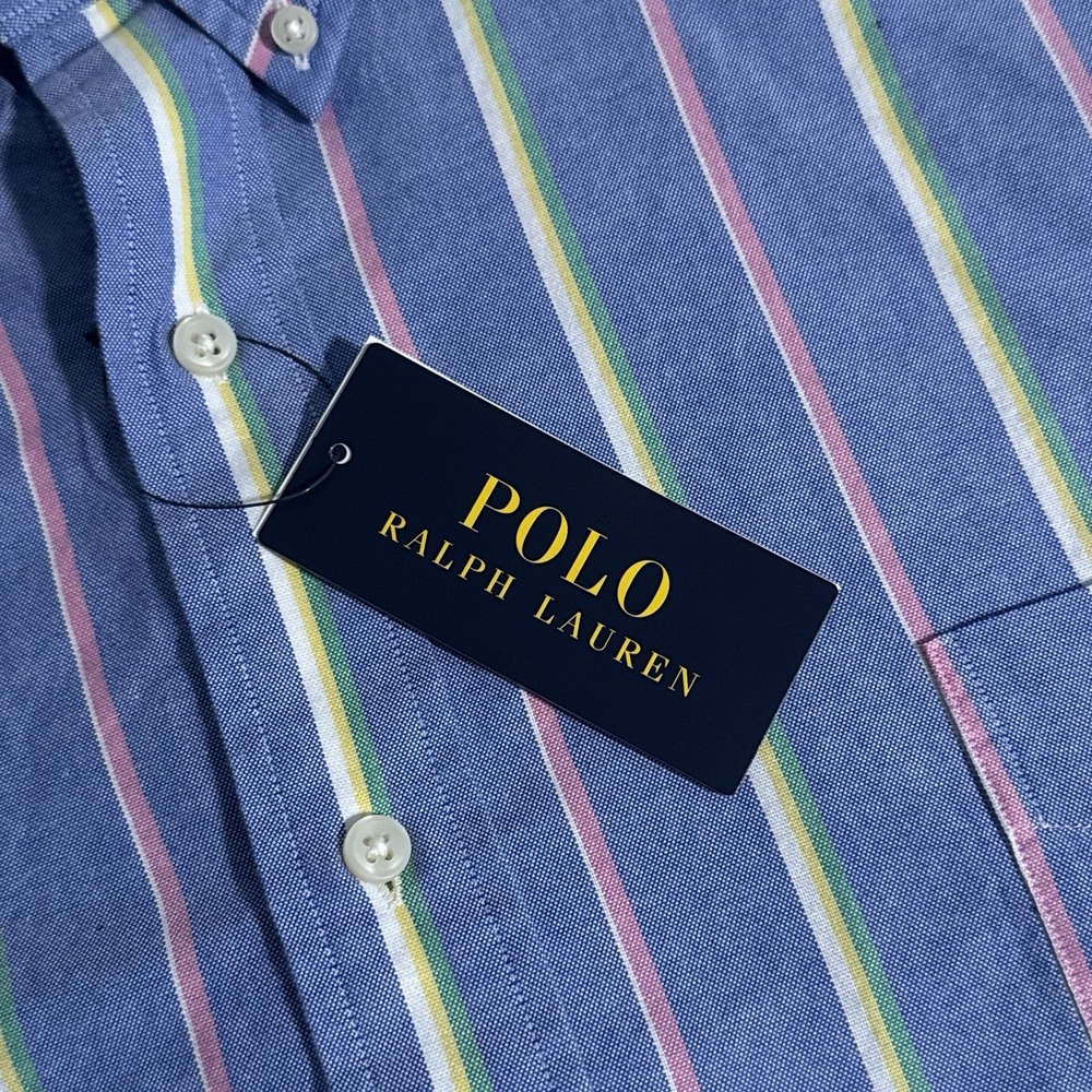NEW Polo Ralph Lauren Men's 5XB Blue Stripe Oxford Long Sleeve Shirt 5XL Big